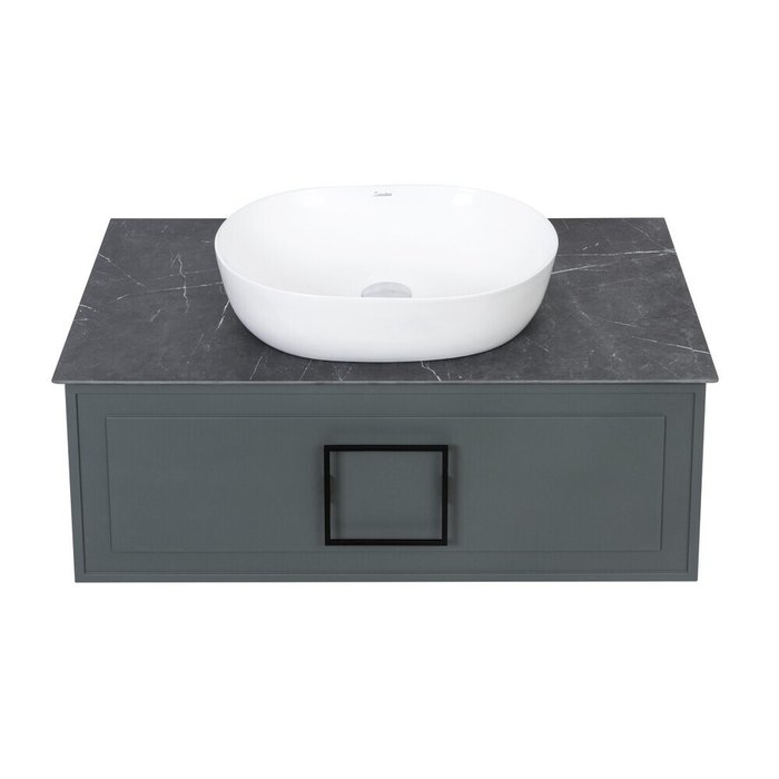 Столешница  La Fenice Granite Black Olive Light Lappato 100 см, черная - купить Полки для ванной по цене 17335