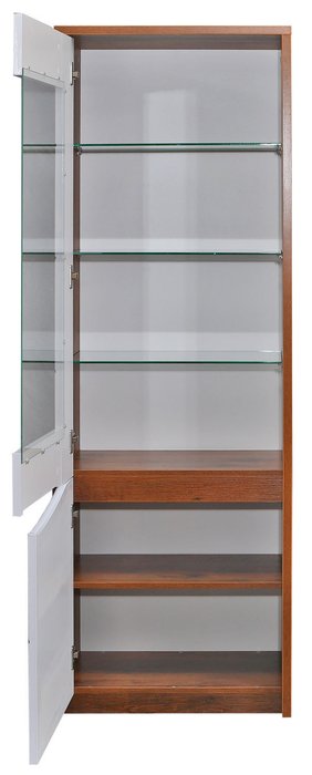 Шкаф-витрина Монако бело-коричневого цвета - купить Шкафы витринные по цене 21090.0