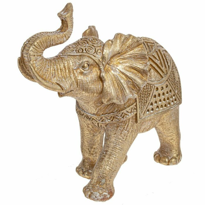 Фигурка декоративная Слон на удачу золотого цвета - лучшие Фигуры и статуэтки в INMYROOM