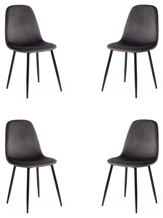 Комплект из четырех стульев Breeze темно-серого цвета