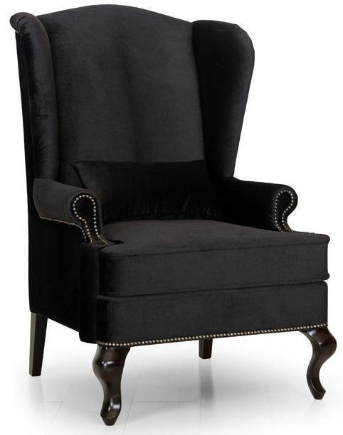 Кресло английское Биг Бен с ушками дизайн 7 черного цвета