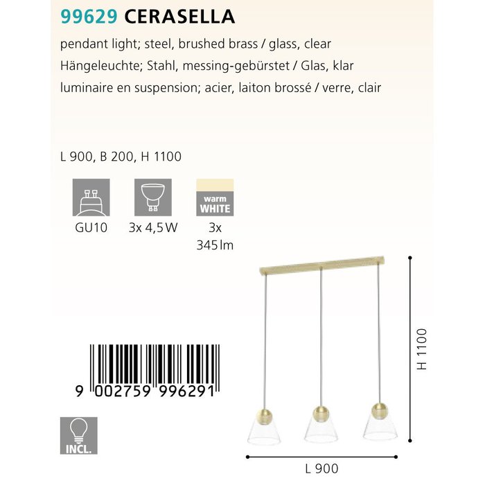 Подвесная люстра Cerasella цвета латунь - купить Подвесные люстры по цене 26390.0