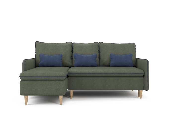 Угловой раскладной диван Ron левый темно-зеленого цвета