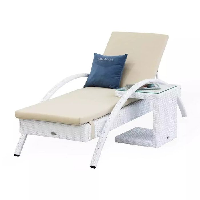 Шезлонг Бари бело-бежевого цвета - лучшие Шезлонги в INMYROOM Шезлонг Бари бело-бежевого цвета - лучшие Шезлонги в INMYROOM