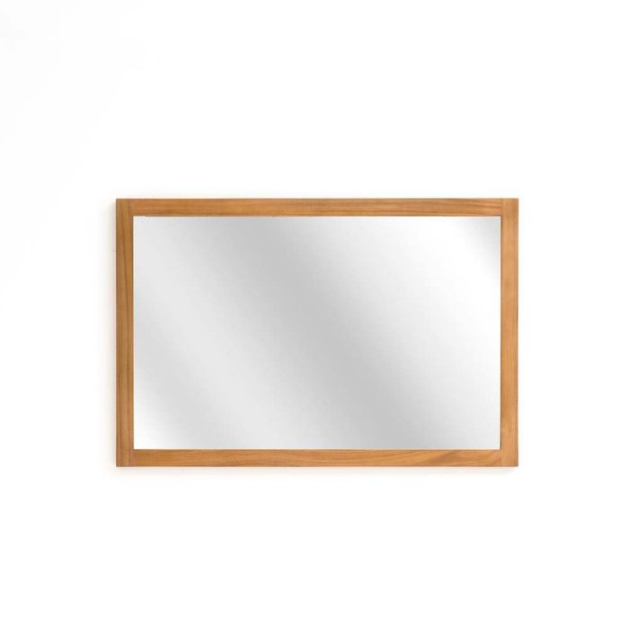 Зеркало настенное прямоугольное для ванной комнаты бежевого цвета
