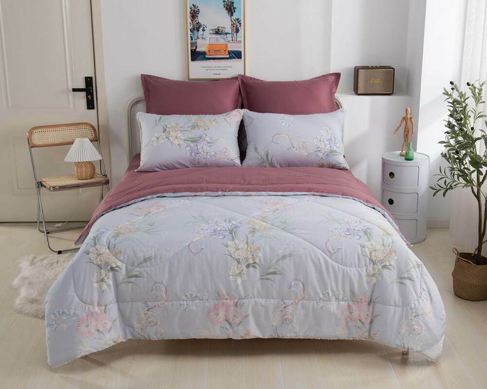 Комплект постельного белья Бернадетт №16 160х220 розово-голубого цвета