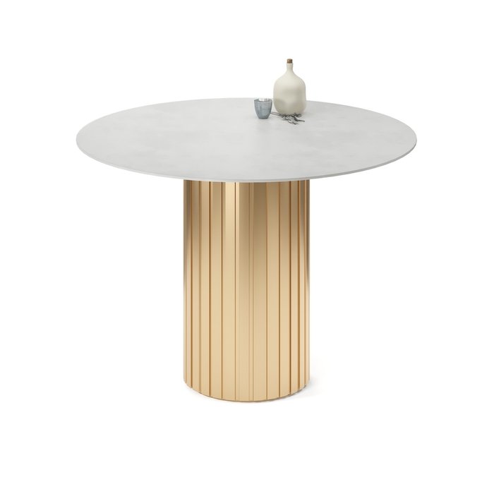 Обеденный стол круглый Кейд на золотом основании - купить Обеденные столы по цене 62192.0