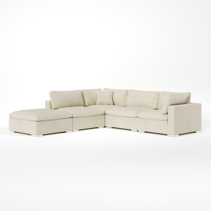 Модульный угловой диван Бергин бело-молочного цвета - лучшие Угловые диваны в INMYROOM