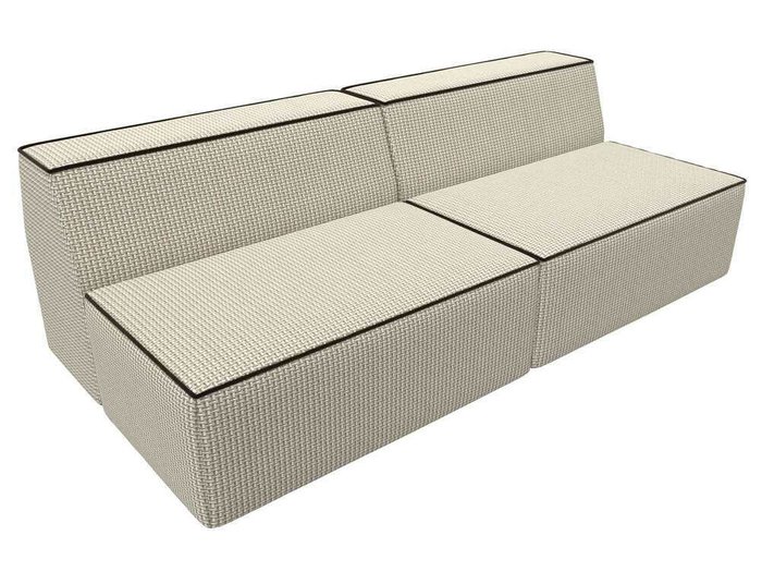 Прямой модульный диван Монс серо-бежевого цвета с коричневым кантом - лучшие Прямые диваны в INMYROOM