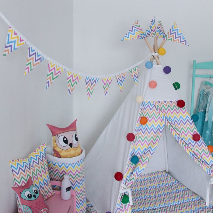 Стеганый игровой коврик Rainbow Zigzag 110х110 - лучшие Ковры для детской в INMYROOM