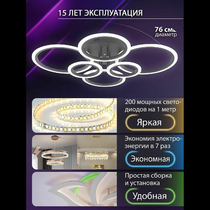 Потолочная люстра Home LED LAMPS 81440 (акрил, цвет белый) - лучшие Потолочные люстры в INMYROOM Потолочная люстра Home LED LAMPS 81440 (акрил, цвет белый) - лучшие Потолочные люстры в INMYROOM