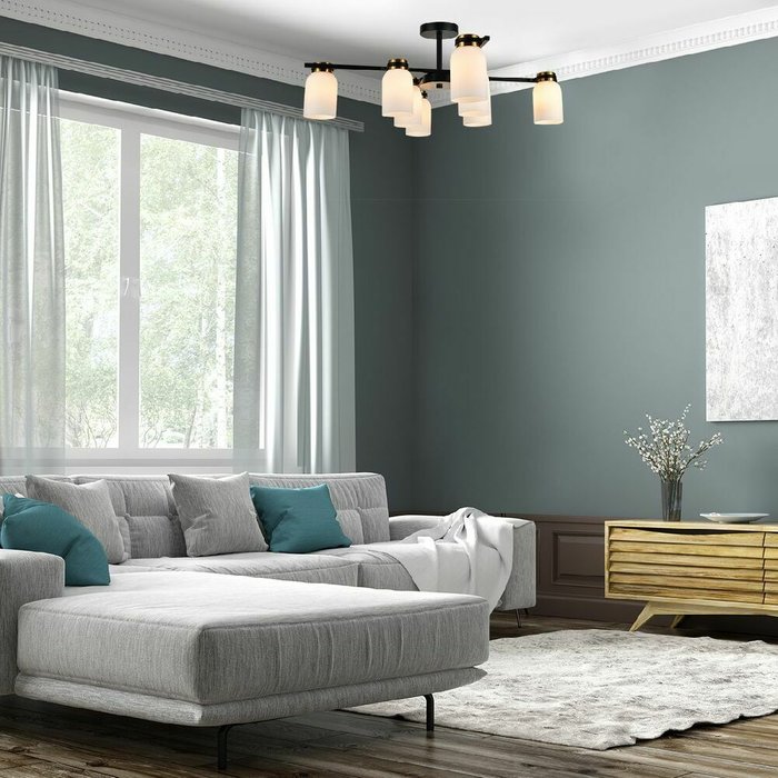 Люстра на штанге Madison 1151/8P (стекло, цвет белый) - купить Подвесные люстры по цене 17280.0 Люстра на штанге Madison 1151/8P (стекло, цвет белый) - купить Подвесные люстры по цене 17280.0
