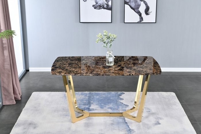 Стол обеденный Ланс L со столешницей цвета коричневый мрамор - лучшие Обеденные столы в INMYROOM