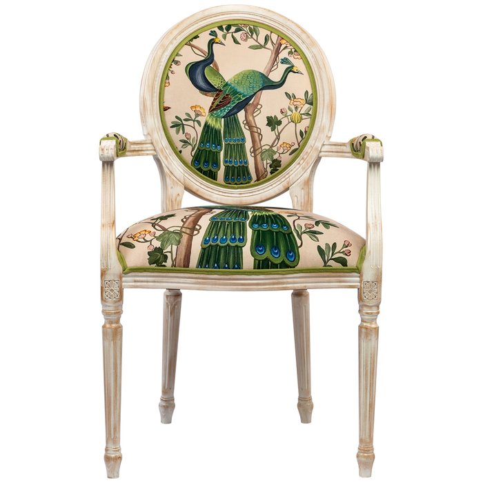 Стул с подлокотниками Индокитайский зелёный павлин зеленого цвета - купить Обеденные стулья по цене 39000.0