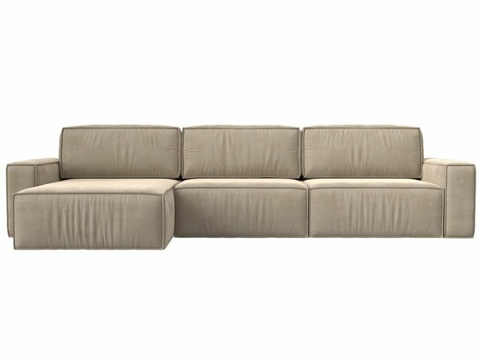 Угловой диван-кровать Прага Классик лонг бежевого цвета левый угол - купить Угловые диваны по цене 102999.0