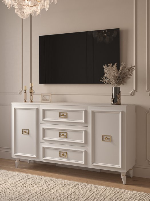 Комод Валенсия белого цвета с золотым - купить Комоды по цене 29500