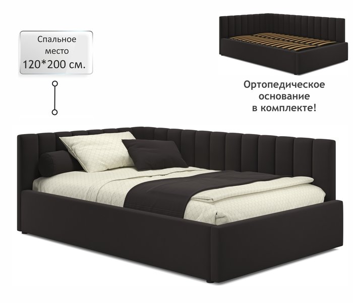 Кровать Milena 120х200 темно-коричневого цвета без подъемного механизма - купить Кровати для спальни по цене 20990.0