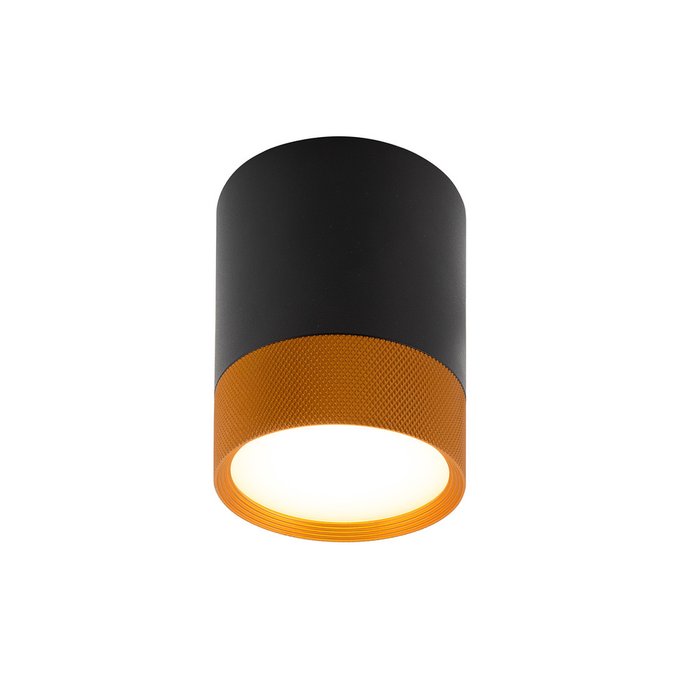 Точечный накладной светильник черно-золотого цвета