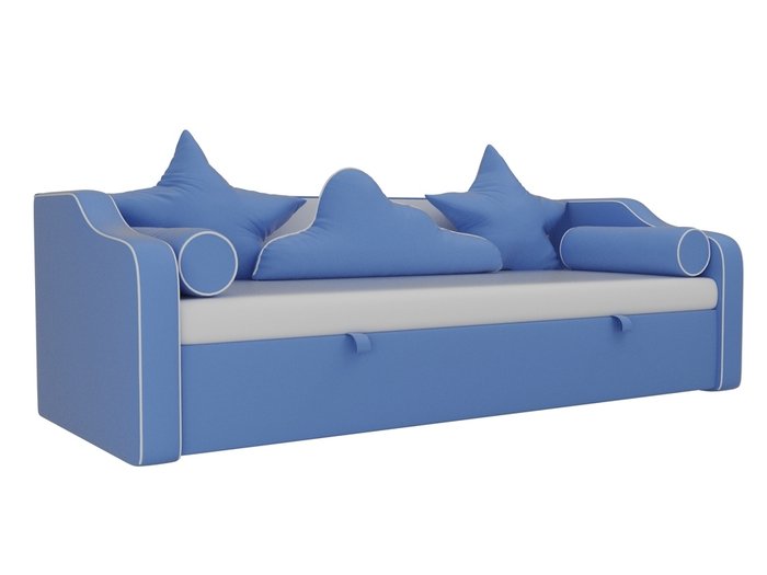 Прямой диван-кровать Рико голубого цвета (экокожа) - купить Прямые диваны по цене 21290.0