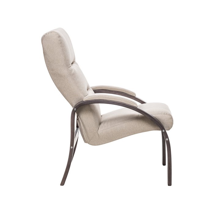 Кресло Лион бежево цвета с темно-коричневым каркасом  - лучшие Интерьерные кресла в INMYROOM
