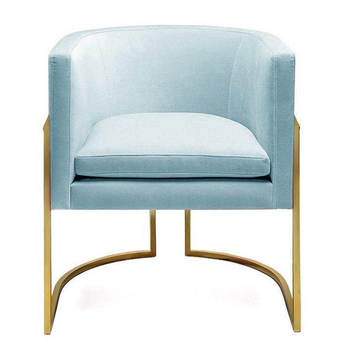Кресло Julius chair голубое с ножками золотого цвета