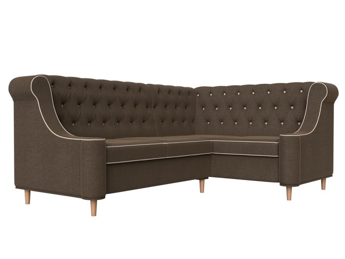 Угловой диван Бронкс коричневого цвета правый угол - лучшие Угловые диваны в INMYROOM