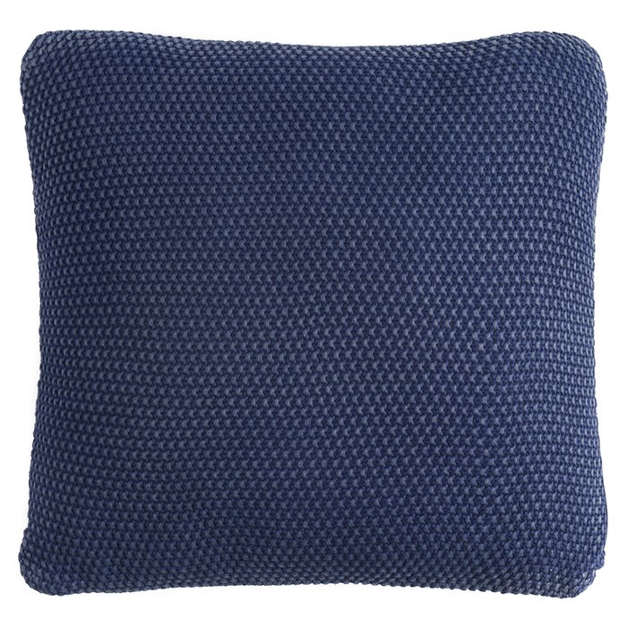 Подушка декоративная из стираного хлопка Essential 45х45 темно-синего цвета