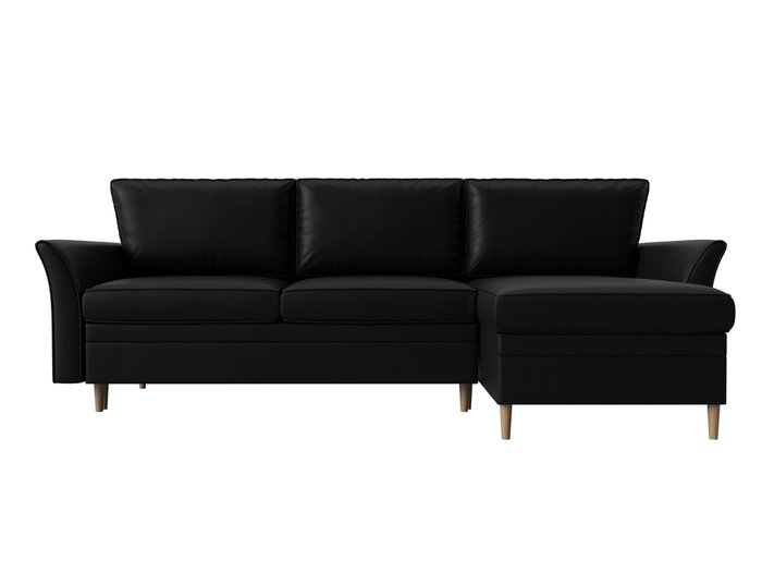Угловой диван-кровать София черного цвета (экокожа) правый угол - купить Угловые диваны по цене 58990.0