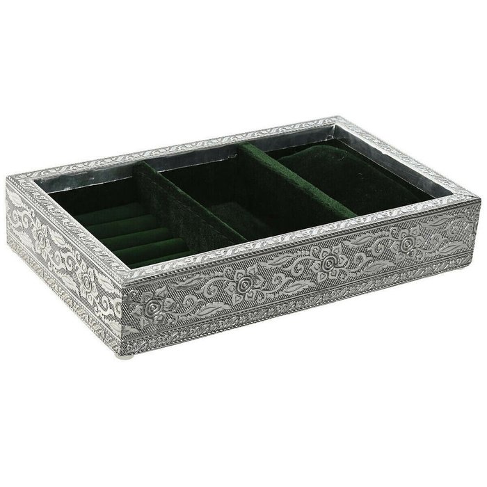 Шкатулка Зеленый Серебристый Деревянный Алюминий 25 x 15 x 5 cm