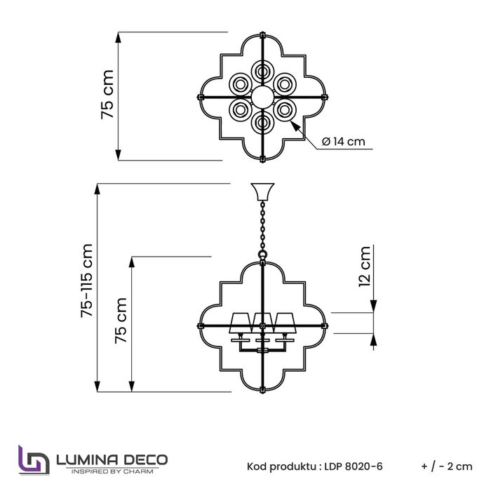 Подвесная люстра Lumina Deco Baltimore LDP 8020-6 GD+BK - лучшие Подвесные люстры в INMYROOM