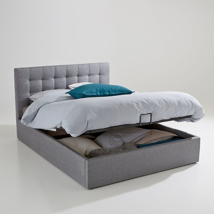 Кровать с подъемным механизмом Gennie 140x190 серого цвета - купить Кровати для спальни по цене 47860.0