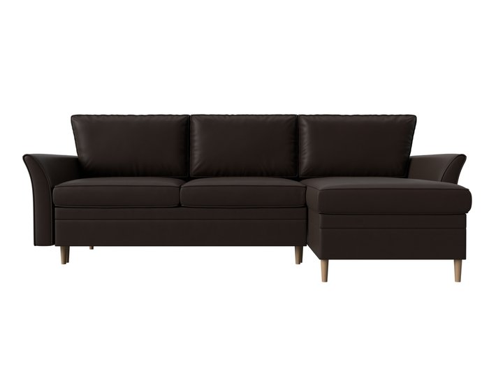 Угловой диван-кровать София темно-коричневого цвета (экокожа) правый угол - купить Угловые диваны по цене 58990.0