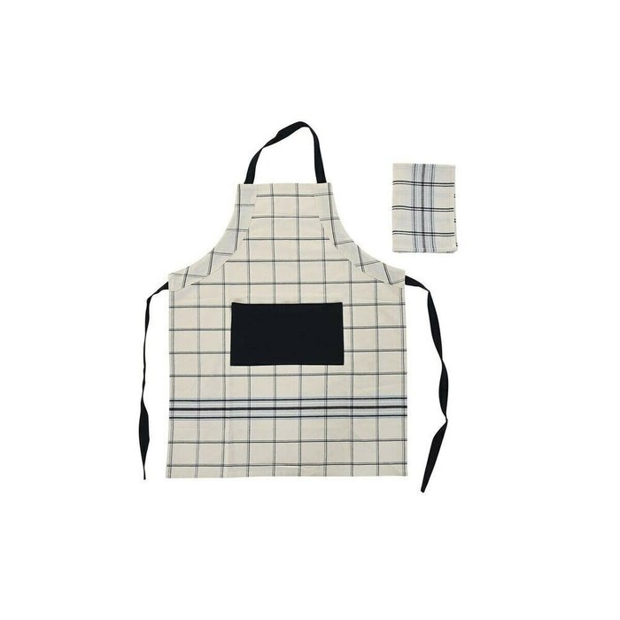 Фартук с карманом DKD Home Decor 70 x 1 x 85 см Чёрный Бежевый Синий Хлопок