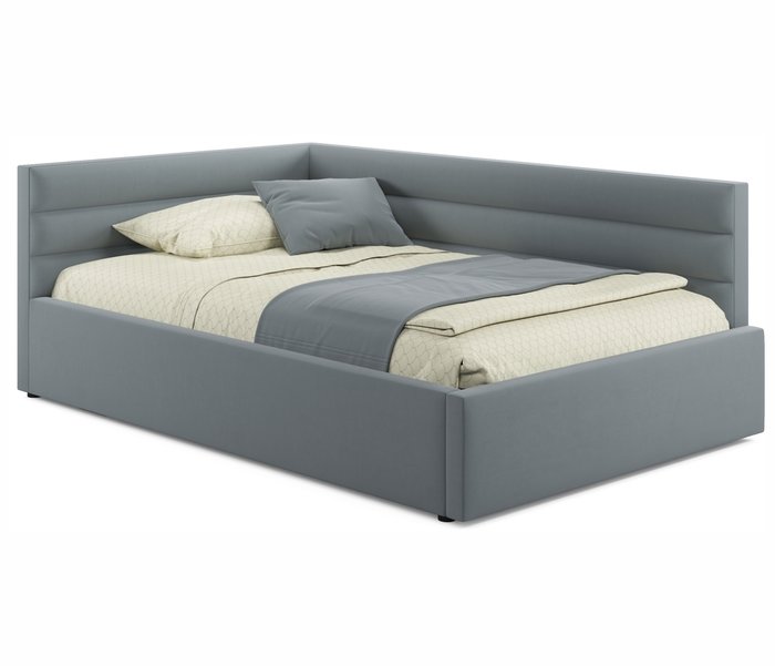 Кровать Aura 120х200 серого цвета с подъемным механизмом Кровать Aura 120х200 серого цвета с подъемным механизмом