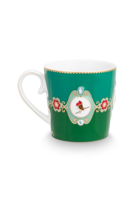 Набор из двух больших кружек Love Birds Medallion Emerald-Green 250 мл бело-зеленого цвета - лучшие Для чая и кофе в INMYROOM Набор из двух больших кружек Love Birds Medallion Emerald-Green 250 мл бело-зеленого цвета - лучшие Для чая и кофе в INMYROOM