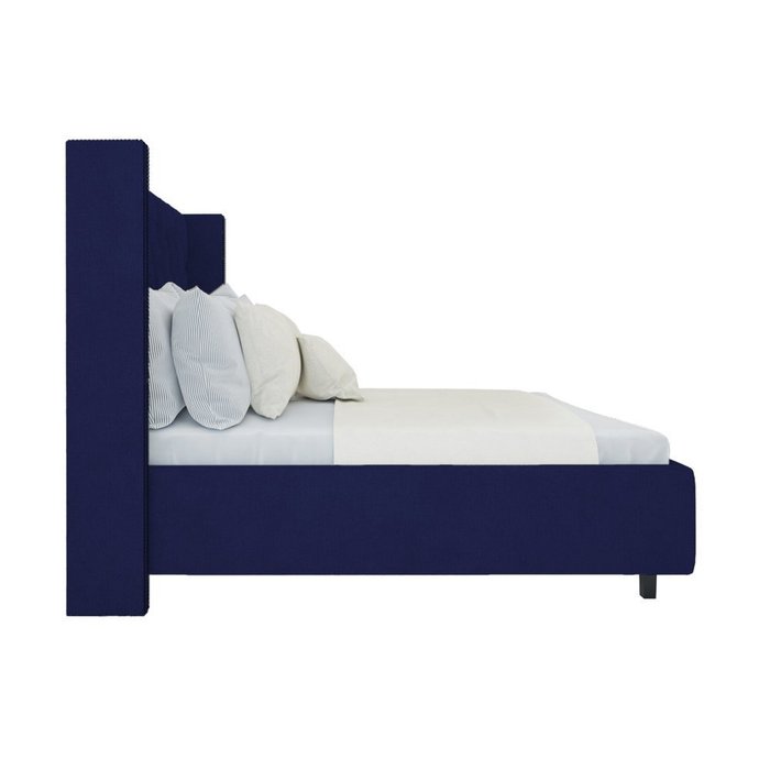 Кровать с декоративными гвоздиками Wing Велюр Синий 140х200 - лучшие Кровати для спальни в INMYROOM