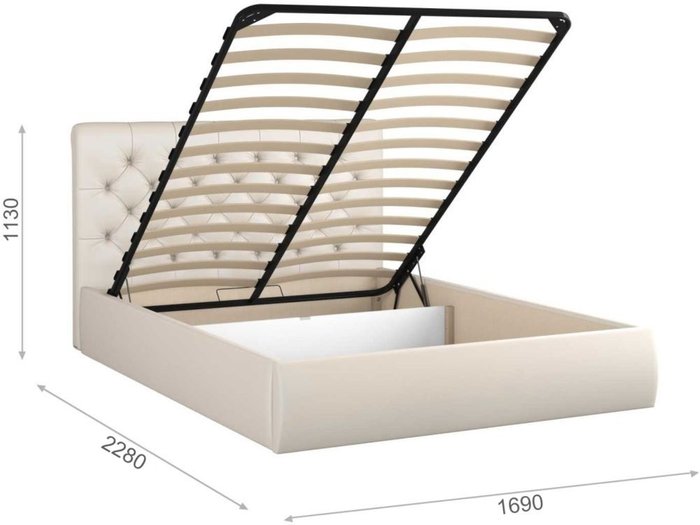 Кровать с подъемным механизмом Беатриче 160х200 с пуговицами белого цвета - купить Кровати для спальни по цене 45055.0