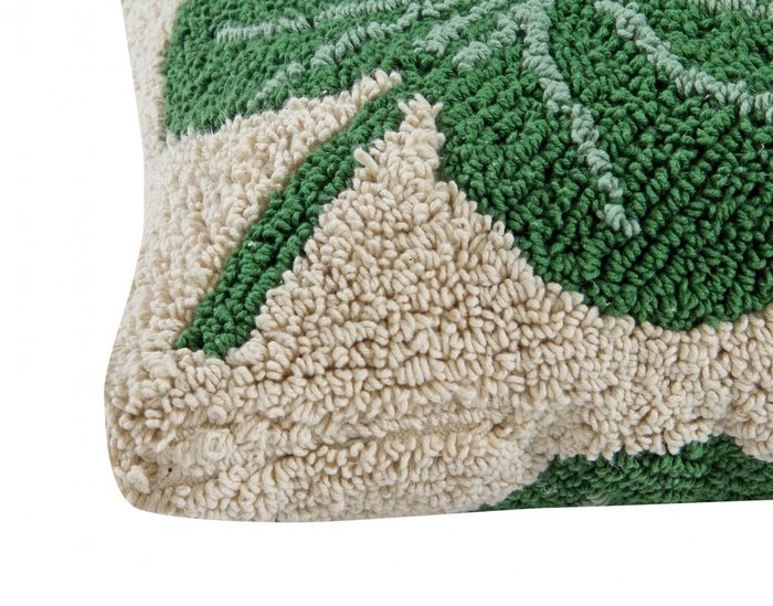 Подушка Монстера 38х38 бежево-зеленого цвета - лучшие Декоративные подушки в INMYROOM