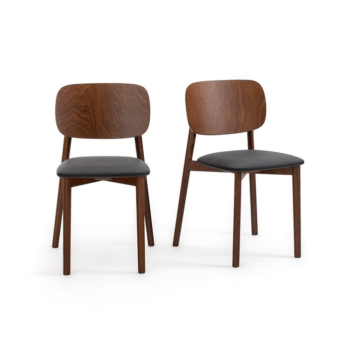 Комплект из двух стульев в винтажном стиле Peoni коричневого цвета