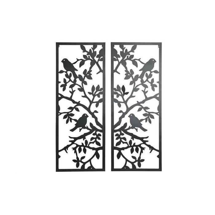 Настенный декор (2 Предметы) Металл птицы Shabby Chic (35 x 1,3 x 91 )