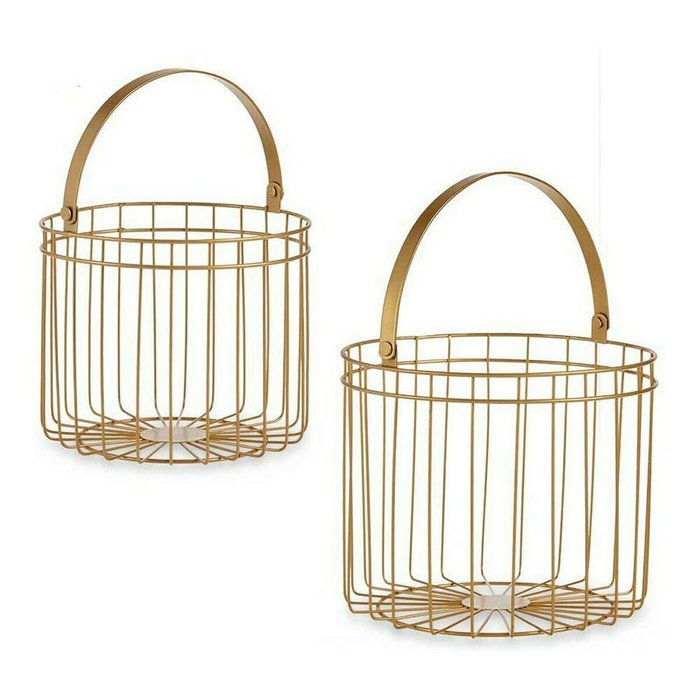 Корзина Позолоченный Металл 25 x 35 x 25  цилиндрически (2 pcs)