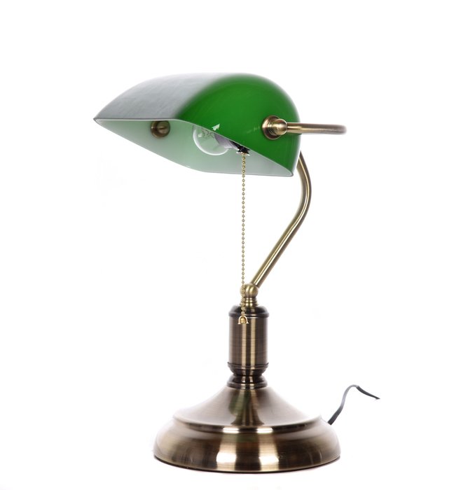 Настольная лампа Banker с зеленым плафоном