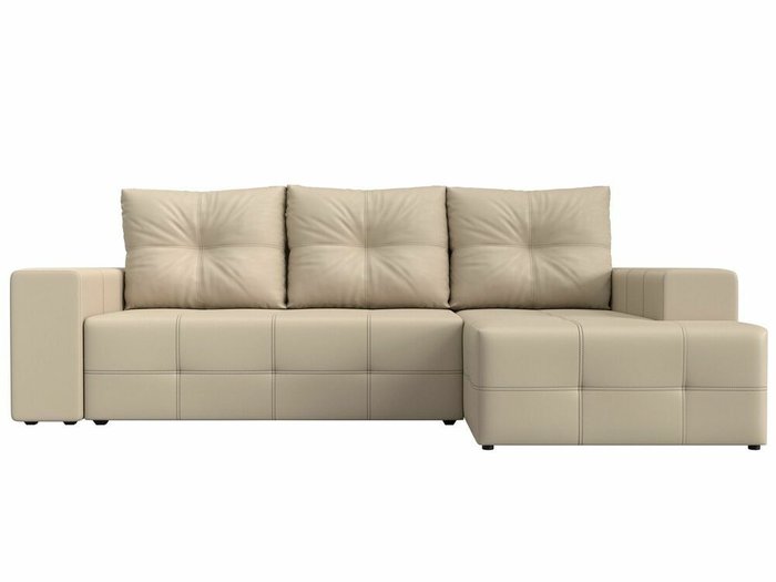 Угловой диван-кровать Перри бежевого цвета (экокожа) правый угол - купить Угловые диваны по цене 59999.0