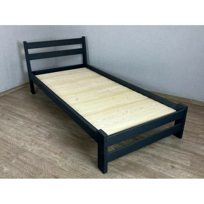 Кровать Мишка сосновая усиленная со сплошным основанием 90х200 цвета антрацит - лучшие Кровати для спальни в INMYROOM