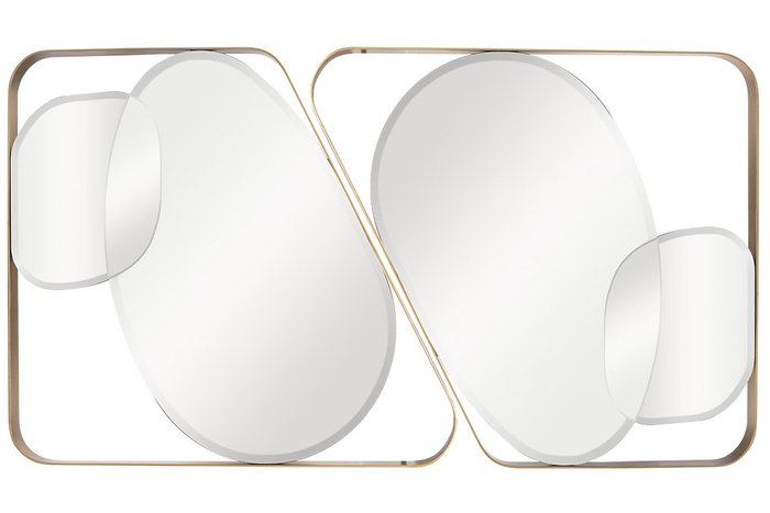 Настенное зеркало в металлической раме золотого цвета - купить Настенные зеркала по цене 34600.0