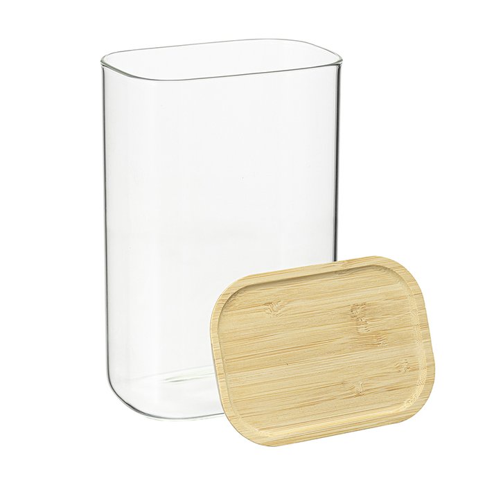 Банка для хранения прямоугольная Glass Bamboo 1,3 л - лучшие Емкости для хранения в INMYROOM