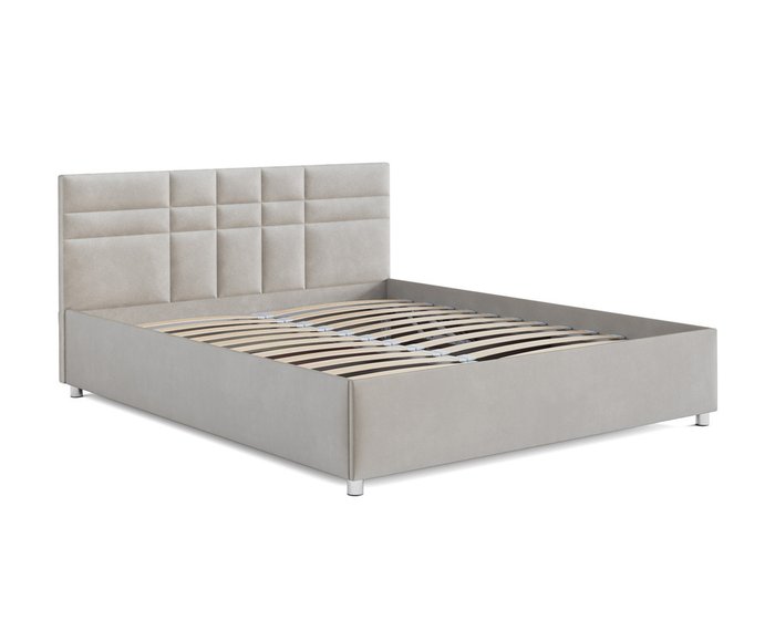 Кровать Нью-Йорк 160х190 бежевого цвета с подъемным механизмом (вельвет) - лучшие Кровати для спальни в INMYROOM