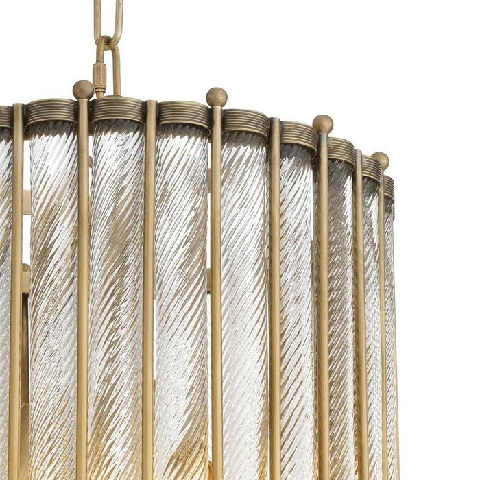 Подвесной светильник Tiziano brass с плафоном из рифленых трубок - купить Подвесные светильники по цене 49050.0