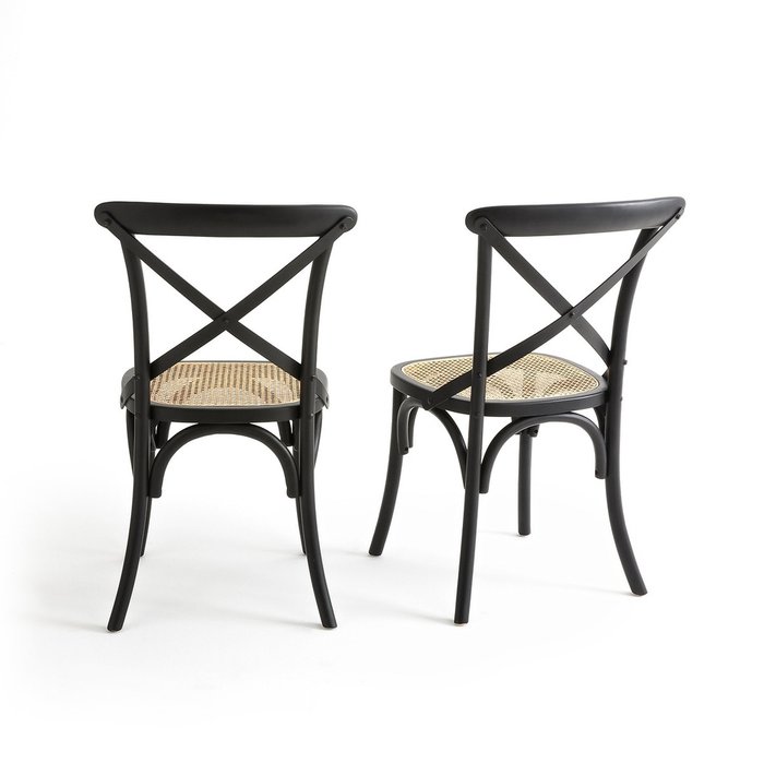 Комплект стульев из дерева и плетения Cedak черного цвета - купить Обеденные стулья по цене 28828.0