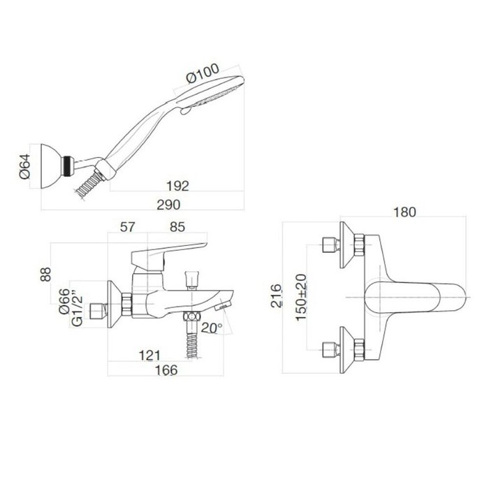 Смеситель для ванны Webert Sax Evolution SE850101560, черный - купить Смесители для ванны по цене 21192